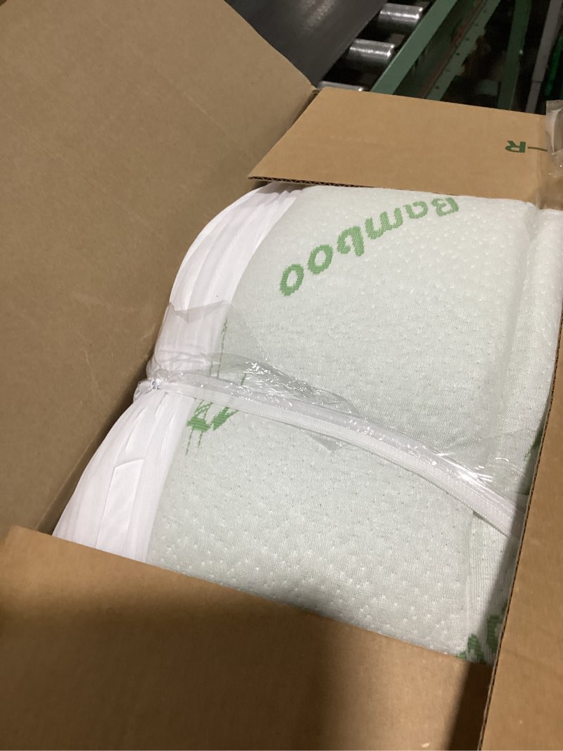 Condition photo showing As Is for niagara sleep solution ultra soft full size mattress topper - viscose made from bamboo pillow top mattress pad for back pain relief - naturally cooling for hot sleepers, green full 1 green