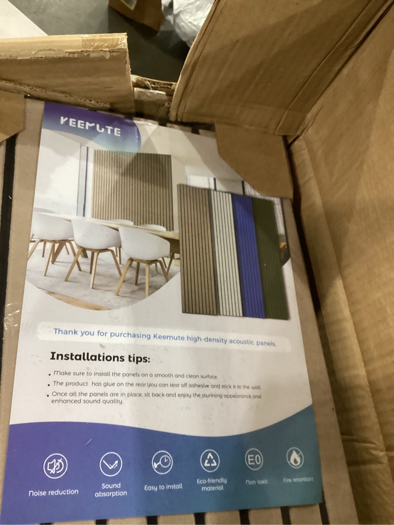 keemute large acoustic panels 48"x12"x0.4" 10 pack soundproof wall panels - self-adhesive 3d slat wa