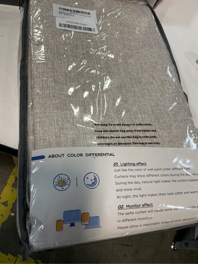 Condition photo showing New/Like New for inovaday 100% blackout linen curtains for bedroom 50x90 inches oatmeal | linen textured, light blocking, room darkening, thermal insulated, back tab top, window curtains for living room, 2 panels