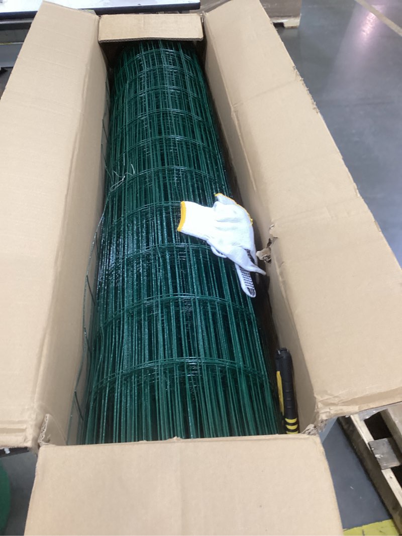 Condition photo showing Good Condition for tongmo 4 ft x 100 ft green pvc coated welded wire fence, 16ga garden chicken wire fence roll, mesh size 2" x 4" hardware cloth, ideal for yard protection and poultry netting 4ft*100ft green