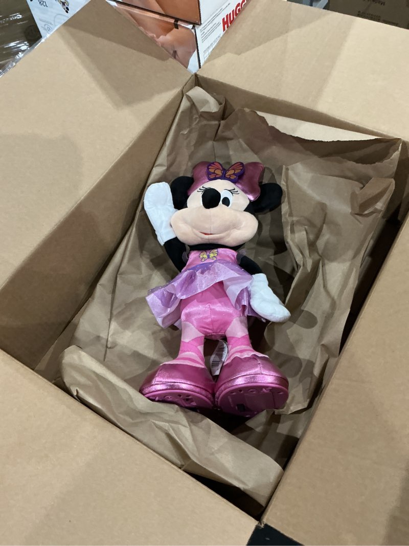 Condition photo showing Good Condition for just play minnie disney junior mouse sing and dance butterfly ballerina lights and sounds plush, sings just like a butterfly, kids toys for ages 3 up