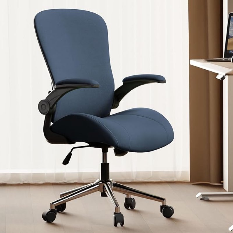 black ergonomic office desk chair, soft fabric thickened curved seat cushion with adjustable lumbar support, perfect blend of comfort and good looks, ideal chair for home or office black 