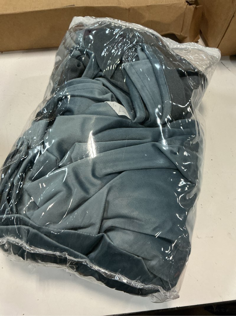 Condition photo showing Good Condition for grayish blue velvet curtains 84 inches long blackout thermal insulated soundproof curtain privacy room darkening curtains pinch pleat window drapes for bedroom living room 42 x 84 inch set of 2 pinch pleat | grayish blue 42"w x 84"l (pack of 2)