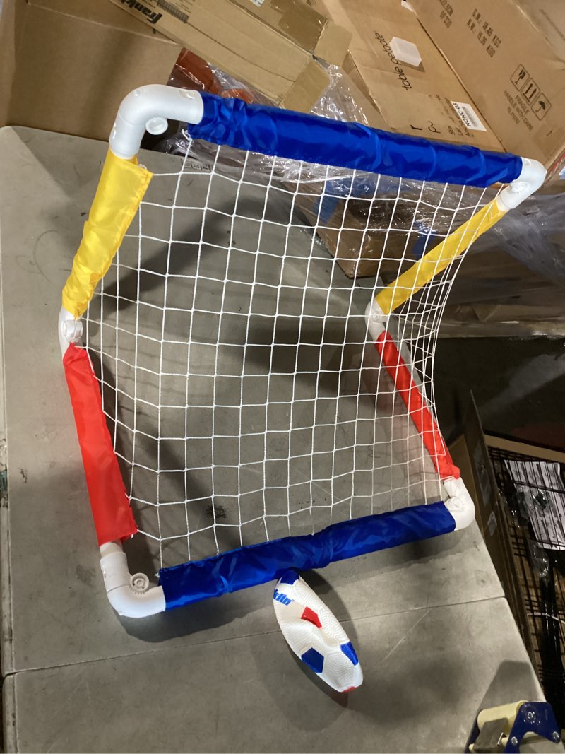 Condition photo showing Good Condition for franklin sports kids soccer goal with ball & pump - 24 x 16 red/blue/yellow