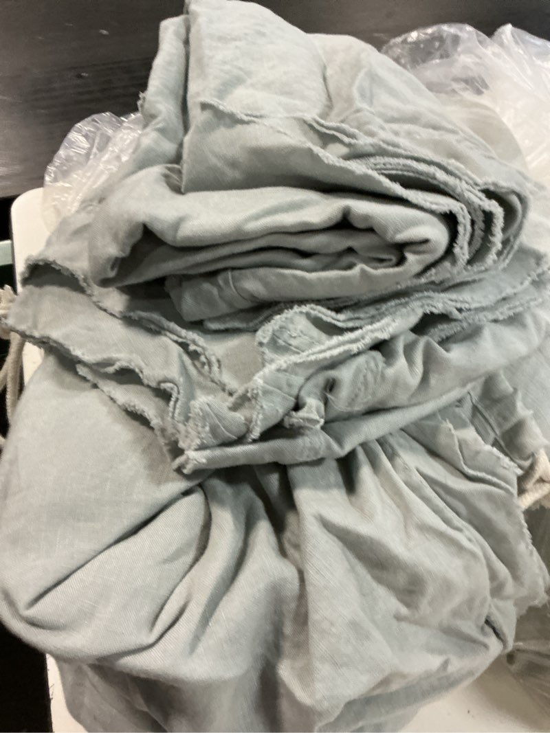 Condition photo showing Good Condition for european linen double flange duvet cover set, king/cal king, mist
