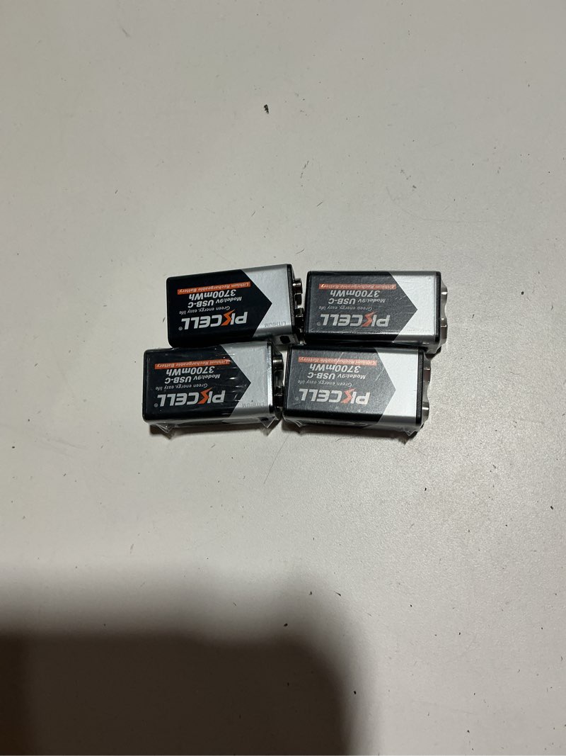 Condition photo showing Good Condition for pkcell rechargeable 9v batteries 4-pack, 3700mwh 9 volt lithium battery usb-c recharge, 9v battery for smoke detector, 1.5 hours quick charge?charging cable not included?