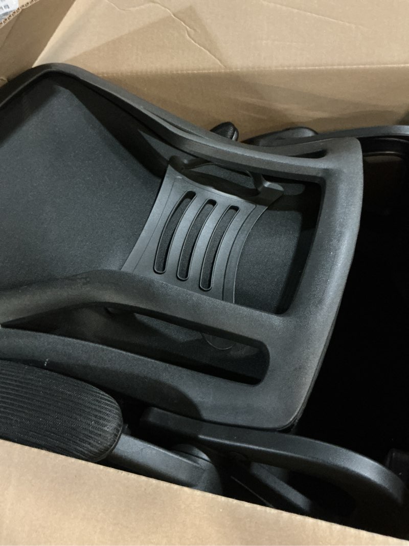 Condition photo showing As Is for naspaluro ergonomic office chair, mid back desk chairs with adjustable height, swivel chair with flip-up arms and lumbar support, breathable mesh computer chair for home/study/working, dark black