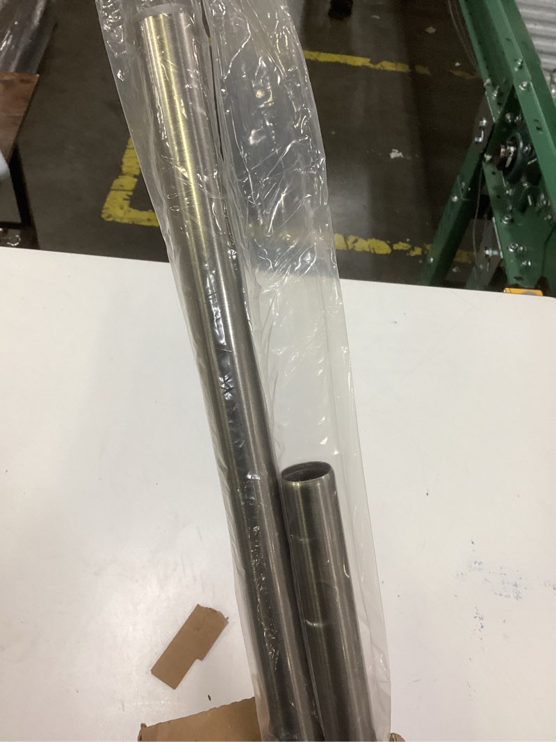 Condition photo showing As Is for ivilon drapery window curtain rod - end cap style design 1 inch pole. 72 to 144 inch color brushed nickel 72 to 144 in.