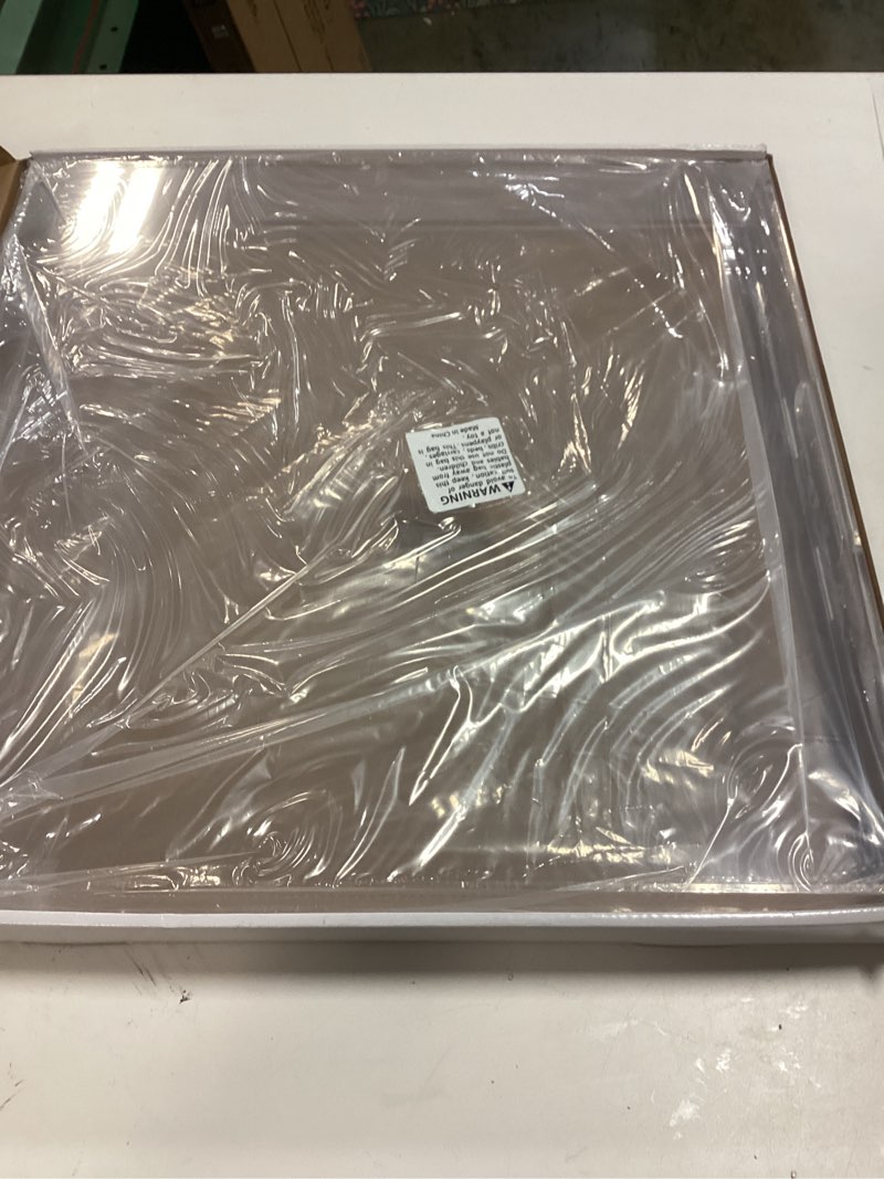 Condition photo showing Good Condition for 18×18 Inch Clear Acrylic Serving Tray with Handles Extra Large Ottoman Tray Decorative Tray Spill-Proof Coffee Table Space Saver Oversize Counter top Organizer Platter with Safe Edge Clear 18×18 Inch