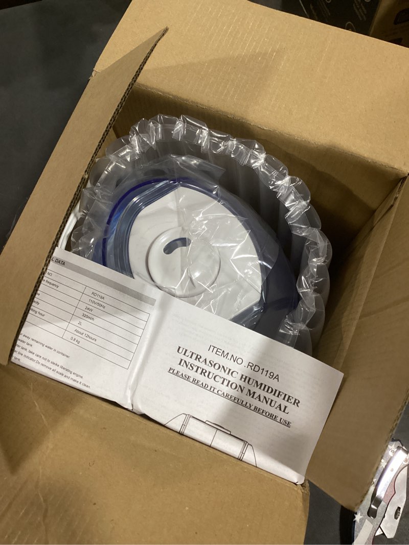 Condition photo showing New/Like New for KVM Ultrasonic Cool Mist Humidifier, Quiet Air Humidifiers for Bedroom, Nursery, Office, & Indoor Plants, 360 Rotation Nozzle & 2L Water Tank & Night Light