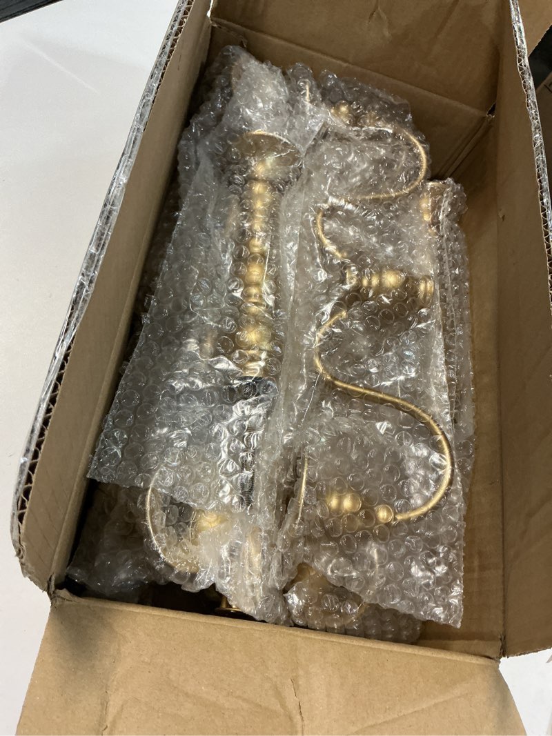 Condition photo showing item condition for Sziqiqi 28In Floor Candelabra Tall Taper Candlestick for Candle and Floral Metal Candle Holders Table Centerpiece for Wedding Party Event Room Gold 28in-2pcs