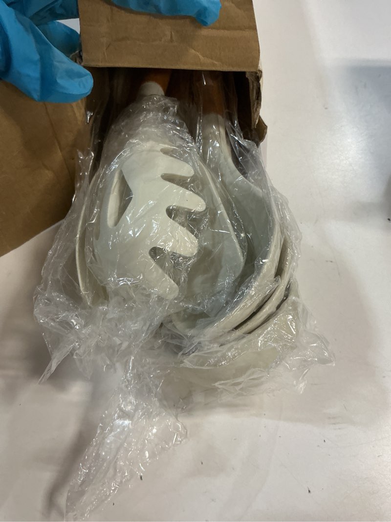 Condition photo showing New/Like New for CAROTE Silicone Cooking Utensils Set, Kitchen Utensils Set 10 Pcs for cooking, BPA Free Spatula Set with Heat Resistant Wood Handles for Nonstick Cookware (Cream White) 10 PCS Cream White