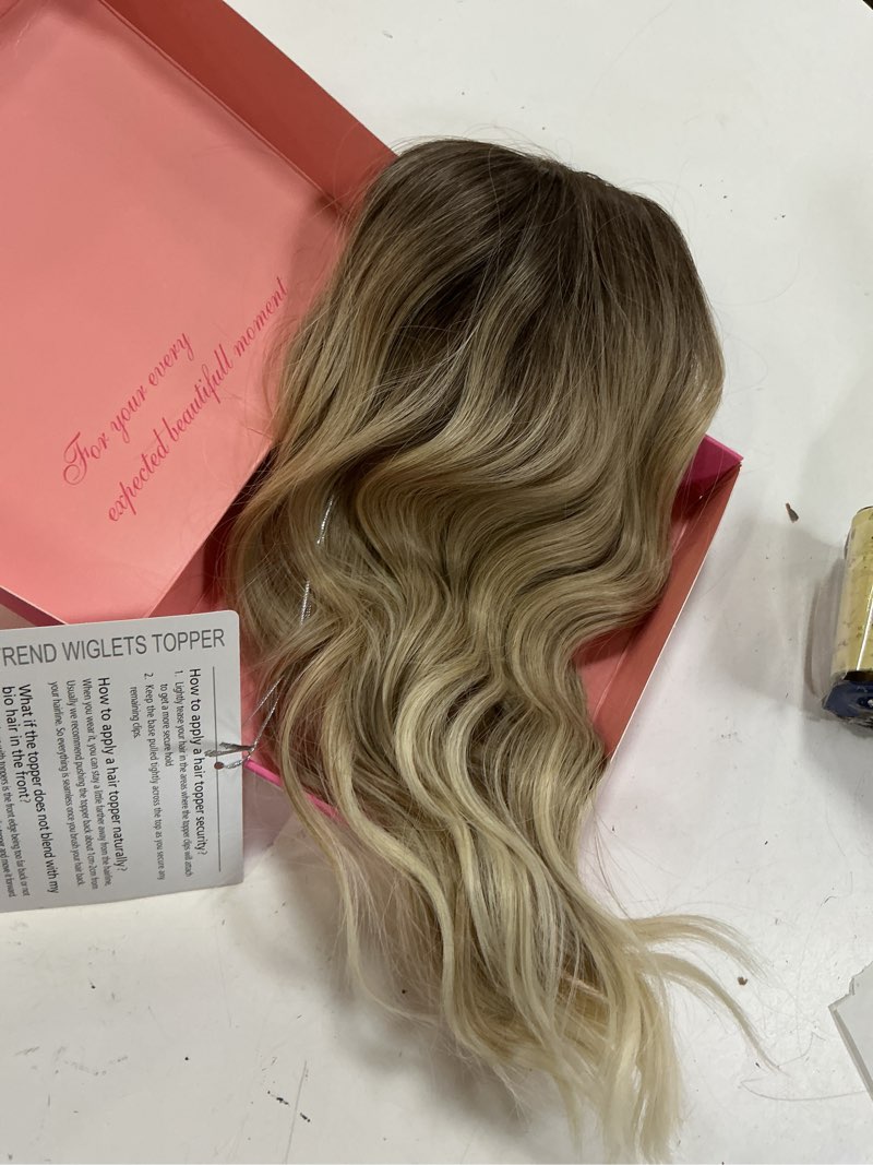 Condition photo showing Good Condition for gulagula 16 inch wavy hair topper for women with thinning hair full coverage natural blending easy t