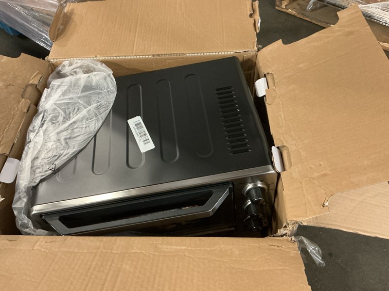 Condition photo showing As Is for Cuisinart Custom Classic Toaster Oven Broiler, 1800 Watt Countertop Toaster Oven to Bake, Broil, and Toast, Non-Stick Interior, Consistent Toast Control, Brushed Stainless Steel/Black, TOB-40N