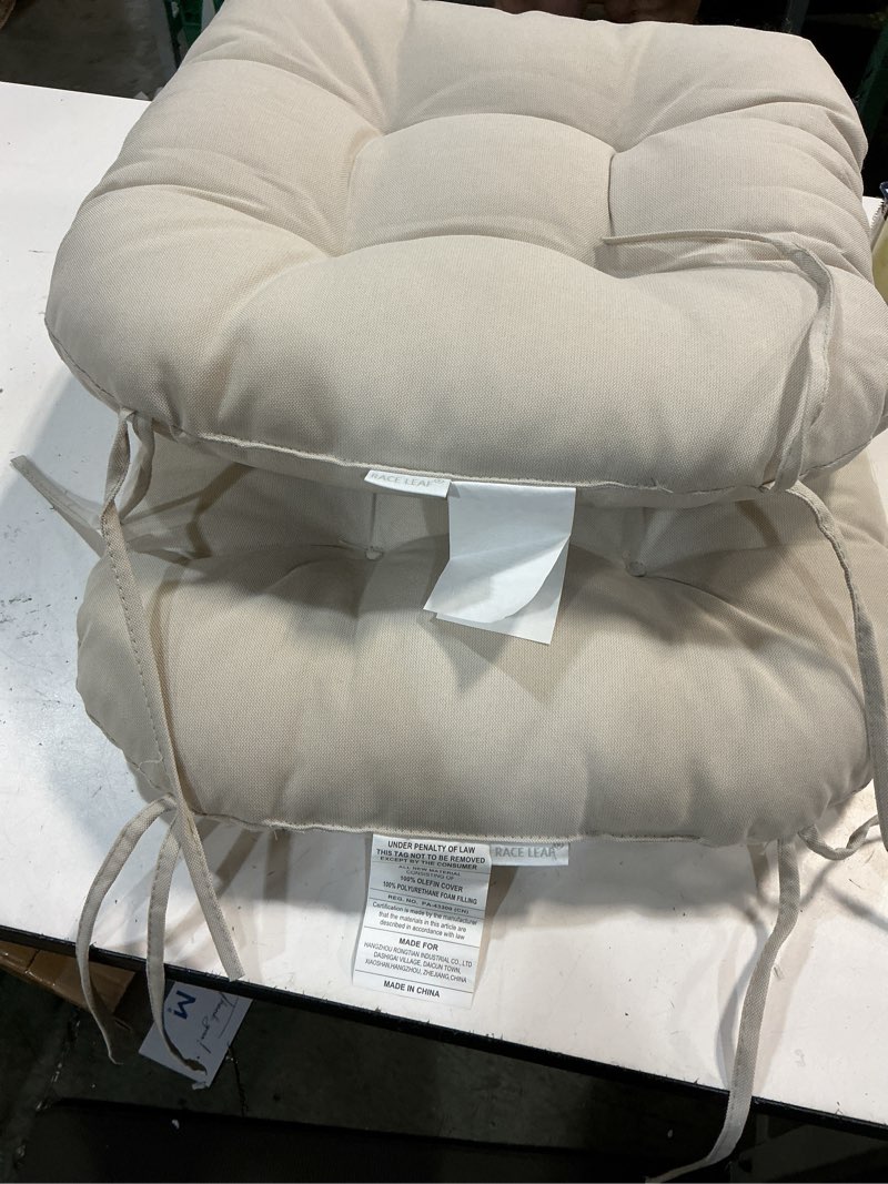 Condition photo showing Good Condition for outdoor chair cushions 19 x19 inch,water resistant tufted seat cushions 19",reversible,weather resistant,rounded back wicker chair cushion for patio garden furniture(antique beige)