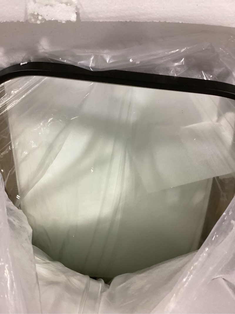 Condition photo showing Good Condition for andy star black oval square mirrors for bathroom, 24x40 inch oblong bathroom mirrors for over sink, modern metal squoval vanity mirror, wall-mounted vertically or horizontally matte black 40"l x 24"w