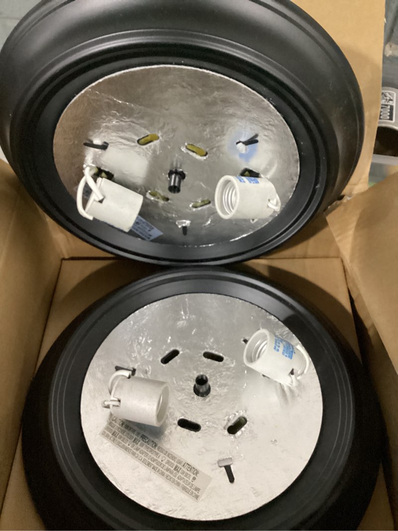Condition photo showing As Is for project source 2-light 13-in matte black led flush mount light (2-pack)