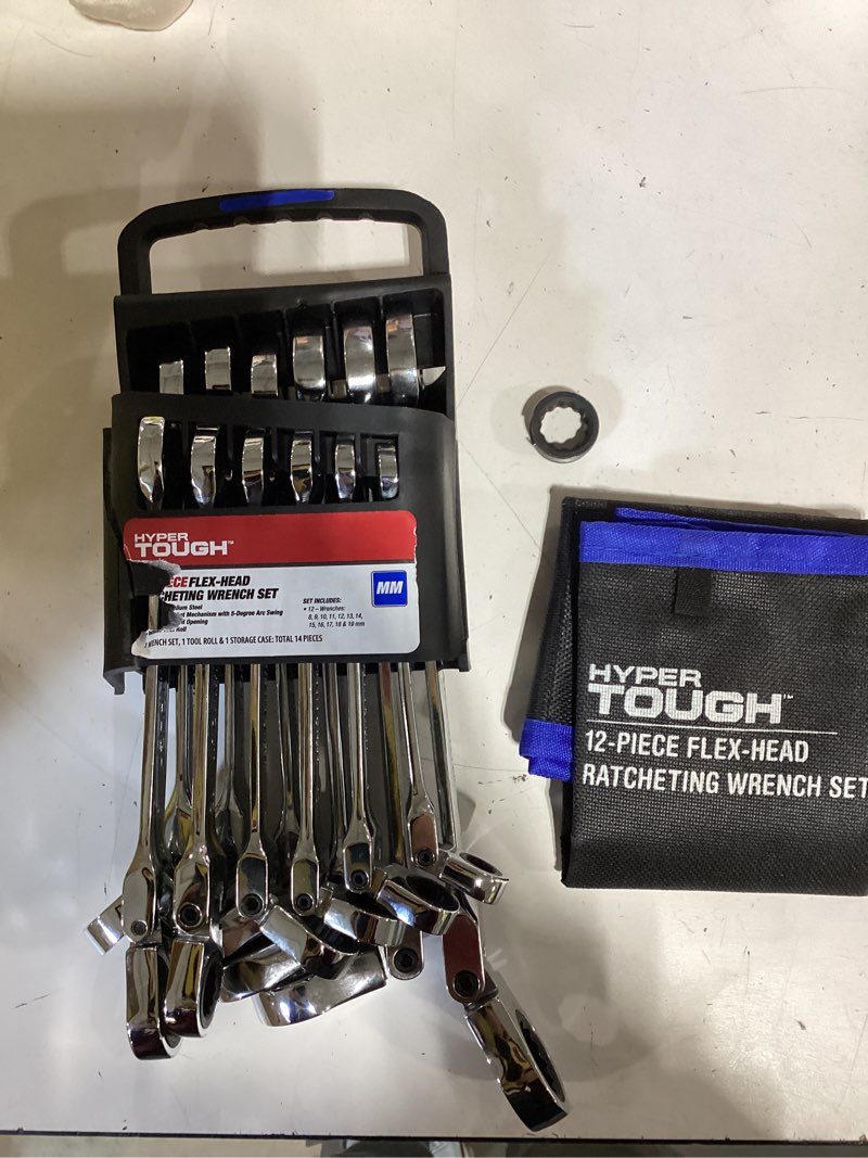 Condition photo showing Good Condition for hyper tough 12-piece metric flex head ratchet wrench tool set, hand tools