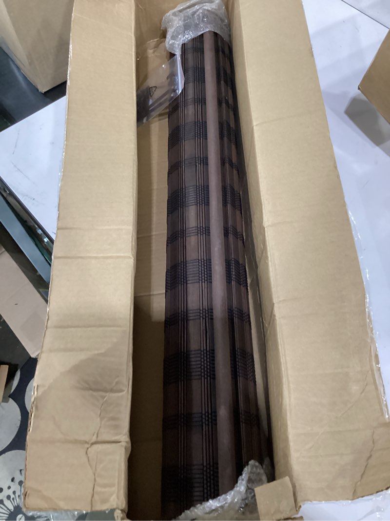 Condition photo showing Good Condition for cordless bamboo blinds, bamboo roll up window shades, light filtering roman roller shades for interior windows, outdoor patio, home and garden (30''w x 72''h)