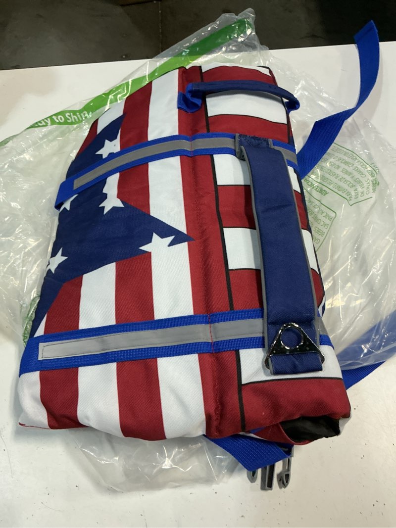 Condition photo showing Good Condition for emust life jackets for dogs, superior buoyancy large dog swim vest for water, pet life vest with enhanced rescue handle for swimming pool beach boating, flagstar, xl xl flagstar