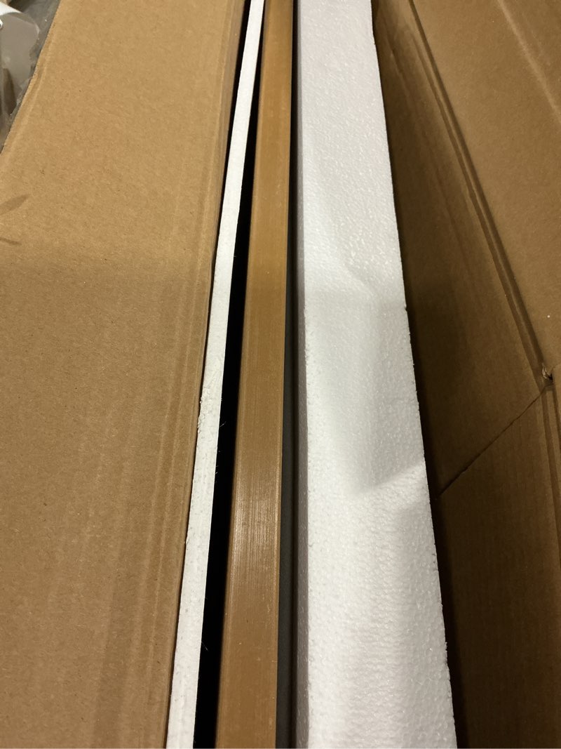 Condition photo showing As Is for Flash Furniture Declan Commercial Outdoor Dining Table with Umbrella Hole, All Weather Poly Resin To