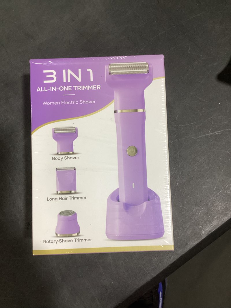 Condition photo showing New/Like New for Bikini Trimmer for Women, Tiovara Painless Electric Razors Shaver IPX7 Waterproof Cordless Body Hair Trimmer Pubic Hair Removal with USB Charge Dock for Underarm Leg Arm Body Face Silk Skin (Purple)