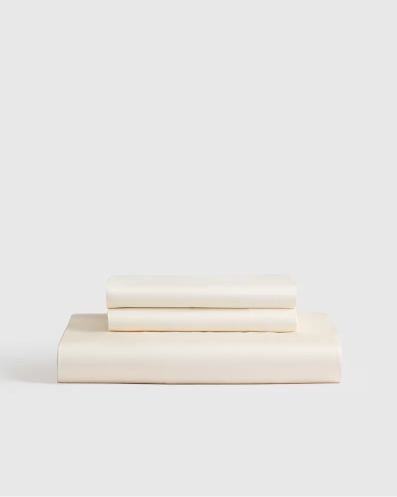 quince bamboo fitted sheet set queen/ivory