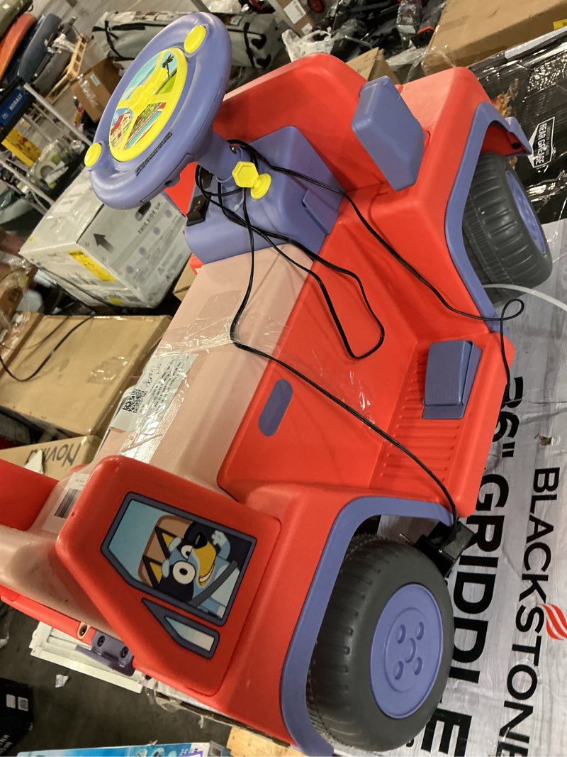 Condition photo showing As Is for bluey licensed interactive ride-on push car for boys and girls, foot-to-floor, ages 1-3, orange