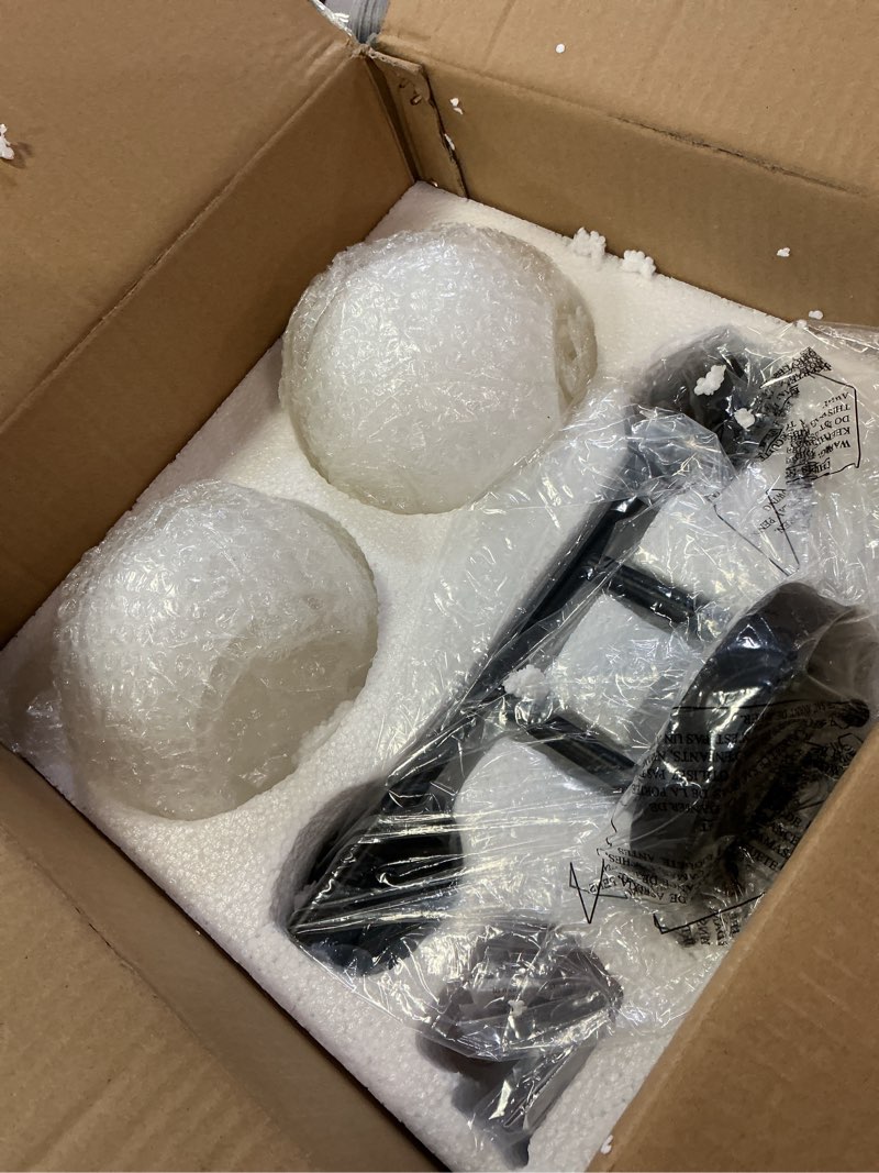 Condition photo showing Good Condition for Emak Black Vanity Lights for Mirror, Modern Farmhouse 2-Light Bathroom Light Fixtures Globe Bathroom Vanity Light with Milk Glass Shade, VL114-BK-ML-2 Black & Milk Glass 2 Light