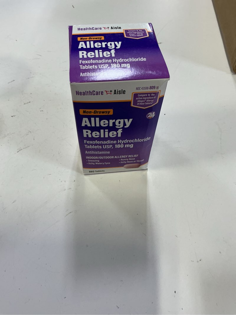 Condition photo showing New/Like New for (Best by 2026 / 03 ) HealthCareAisle Allergy Relief - Fexofenadine Hydrochloride Tablets USP, 180 mg - 180 Tablets - Allergy Medication, Non-Drowsy 24-Hour Relief 180 Count (Pack of 1) 180mg