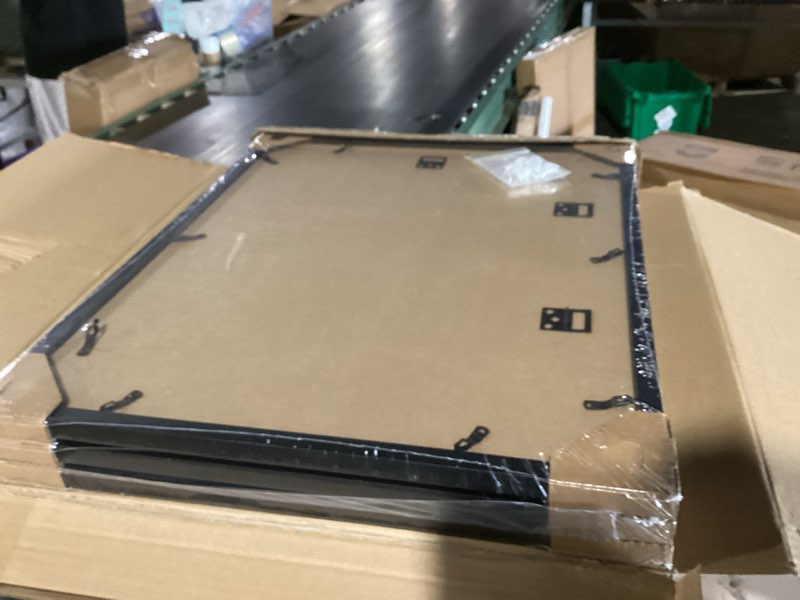 Condition photo showing New/Like New for elsker&home 16x20 picture frame with mat for 11x14, display 11x14 photo with mat or 16x20 poster frame without mat set of 3, horizontal and vertical wall mounting black with black mat 16 x 20