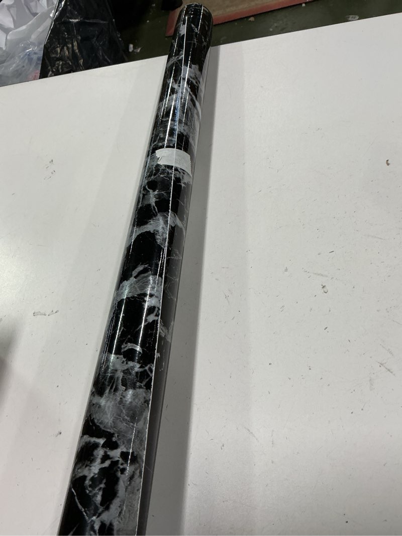 Condition photo showing Good Condition for Yancorp 24"x120" Black Wallpaper Black Peel and Stick Wallpaper Marble Counter Top Stick on Wallpaper Backsplash Self Adhesive Wallpaper(24"x120")