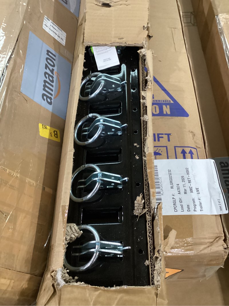 Condition photo showing As Is for 8' E Track Rail Tie-Down Kit - Heavy Duty 4 Pack Etrack Rail System with 16PCS E Track Accessories Including 8 O Ring & 8 Rope Tie Offs - 6,000lbs Break Strength Power Coated Steel E Track Bar Rails 8FT - 20pcs