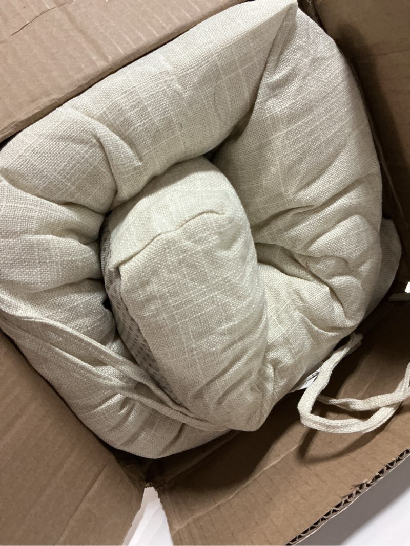 Condition photo showing As Is for Chair Cushions, Memory Foam Dining Chair Cushions, Tufted Indoor Chair Pads, Set of 2, 16.5' x 16.5' x 3.5', Beige Beige Pack of 2