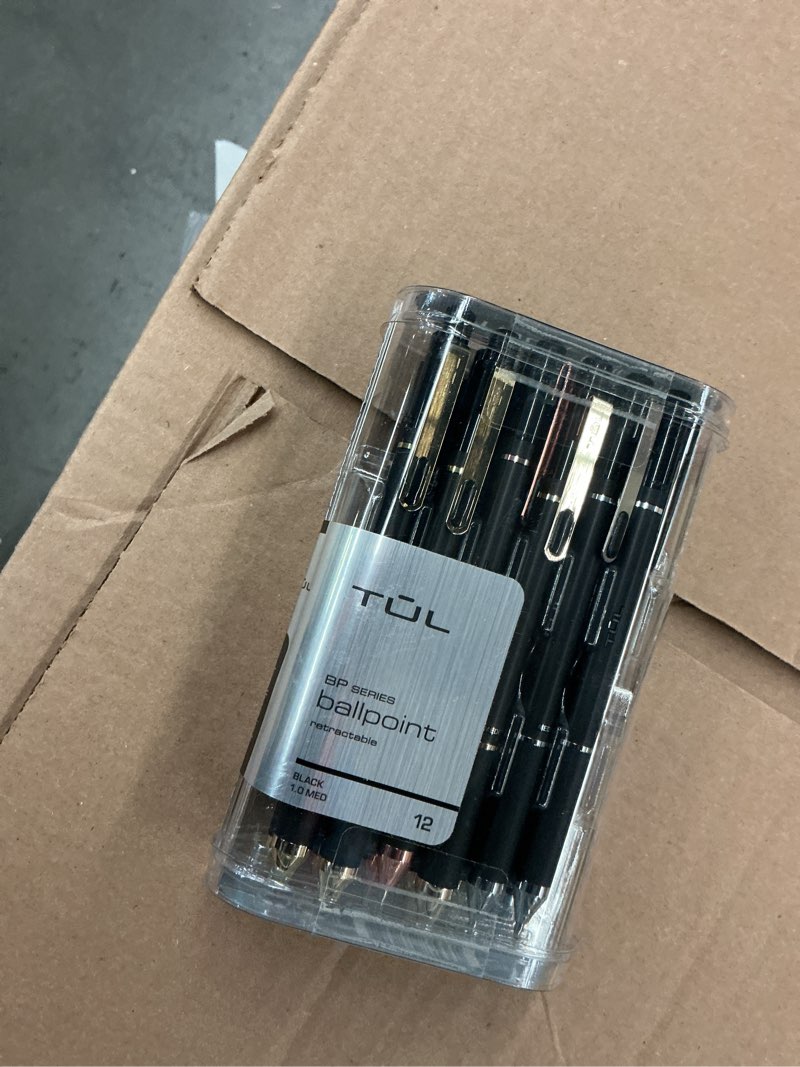 Condition photo showing Good Condition for tul® bp series retractable ballpoint pens, medium point, 1.0 mm, black barrel, black ink, pack of 12 pens