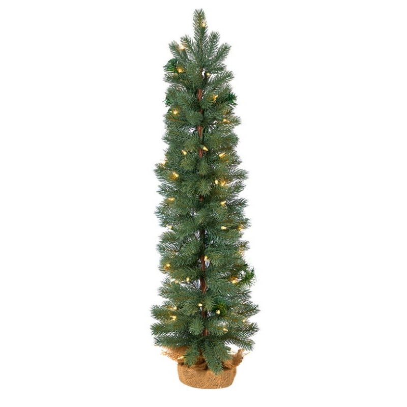 nearly natural 3ft. green pine artificial christmas tree with 50 warm white lights set in a burlap base