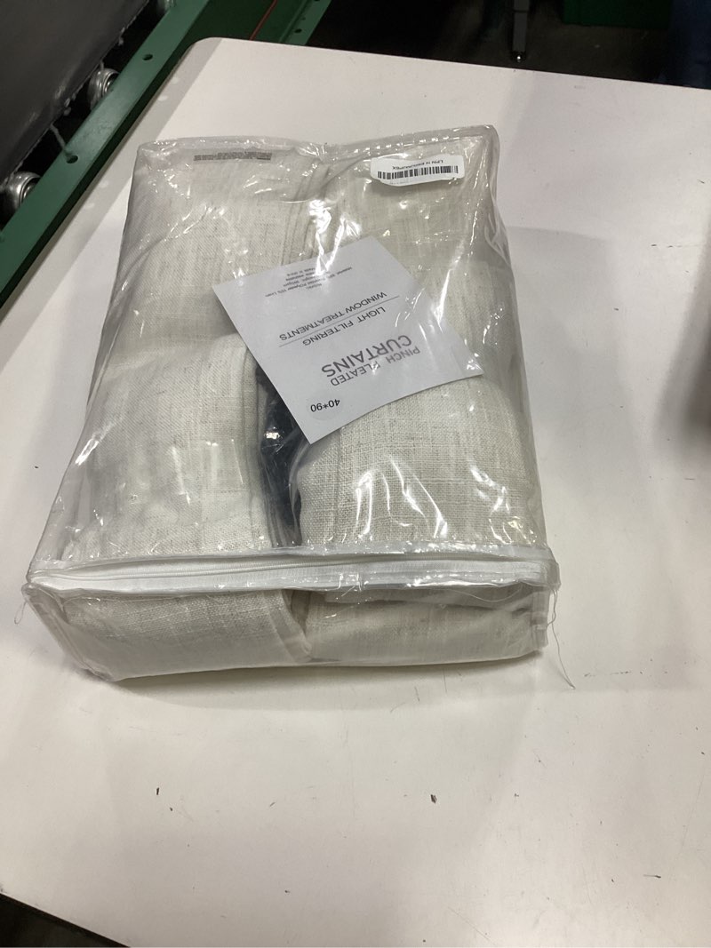 Condition photo showing Good Condition for 90 inch curtains pinch pleated linen curtain for living room, floor to ceiling light filtering pleat drapes natural textured thick semi-sheer window curtains with hooks for bedroom farmhouse, 2 panels natural 40"w x 90"l (pack of 2)