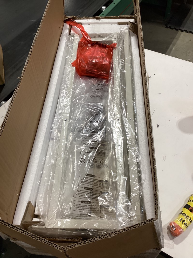 Condition photo showing As Is for Huuger Folding Desk with Storage Shelf, 31.5 Inch Foldable Computer Table for Small Spaces, Space Saving Sofa Table for Couch, Writing Work Office Computer Desk, Easy to Fold, Oak Oak 18.5"D x 31.5"W