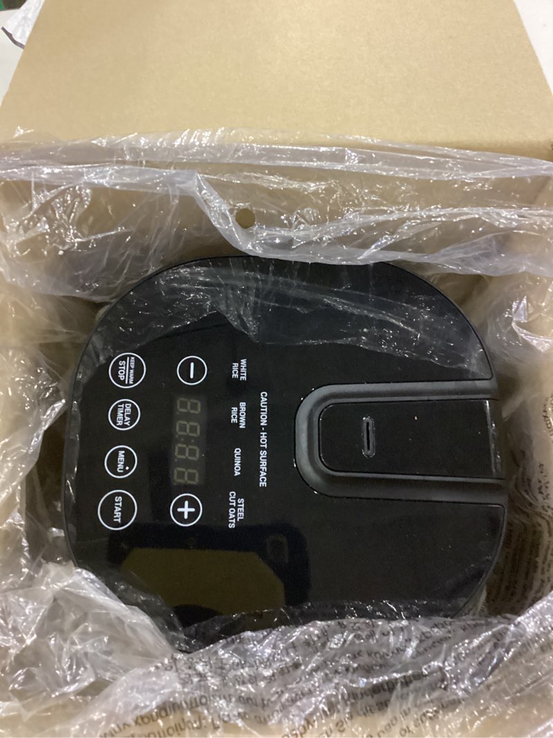 Condition photo showing New/Like New for GreenLife Digital Rice Cooker, 2-Cups Uncooked/4-Cups Cooked, Removable Nonstick Ceramic PFAS-Free Pot, One-Touch Presets, Oats, Quinoa, Brown Rice, Auto Keep Warm, Fuzzy Logic Tech, 1.5QT, Black Rice Maker Black