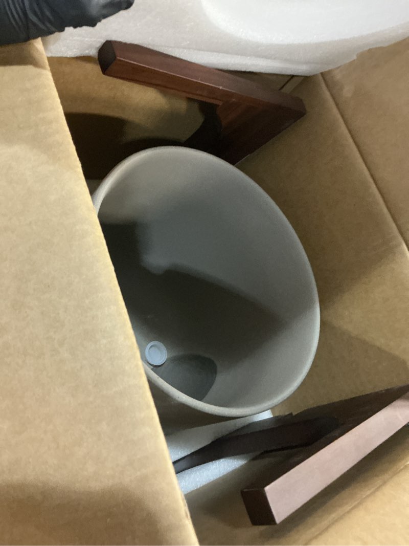 Condition photo showing Good Condition for le tauci 10 inch planter with acacia wood stand, ceramic planters for indoor plants, unique plant pots indoor for home decor, cylinder pots for plants with drainage hole and plug, neutral gray neutral gray 10 inch