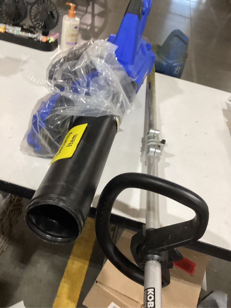 Condition photo showing As Is for kobalt gen4 40-volt cordless battery string trimmer and leaf blower and combo kit 4.0 ah 