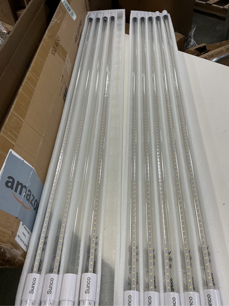 Condition photo showing Good Condition for (pack of 9)sunco 9 pack t8 led bulbs 4 foot, 48 inch tube light bulbs fluorescent replacement, single or double ended hybrid type a+b, 2400 lm, 20w, 5000k daylight, clear lens etl 5000k daylight 9 pack