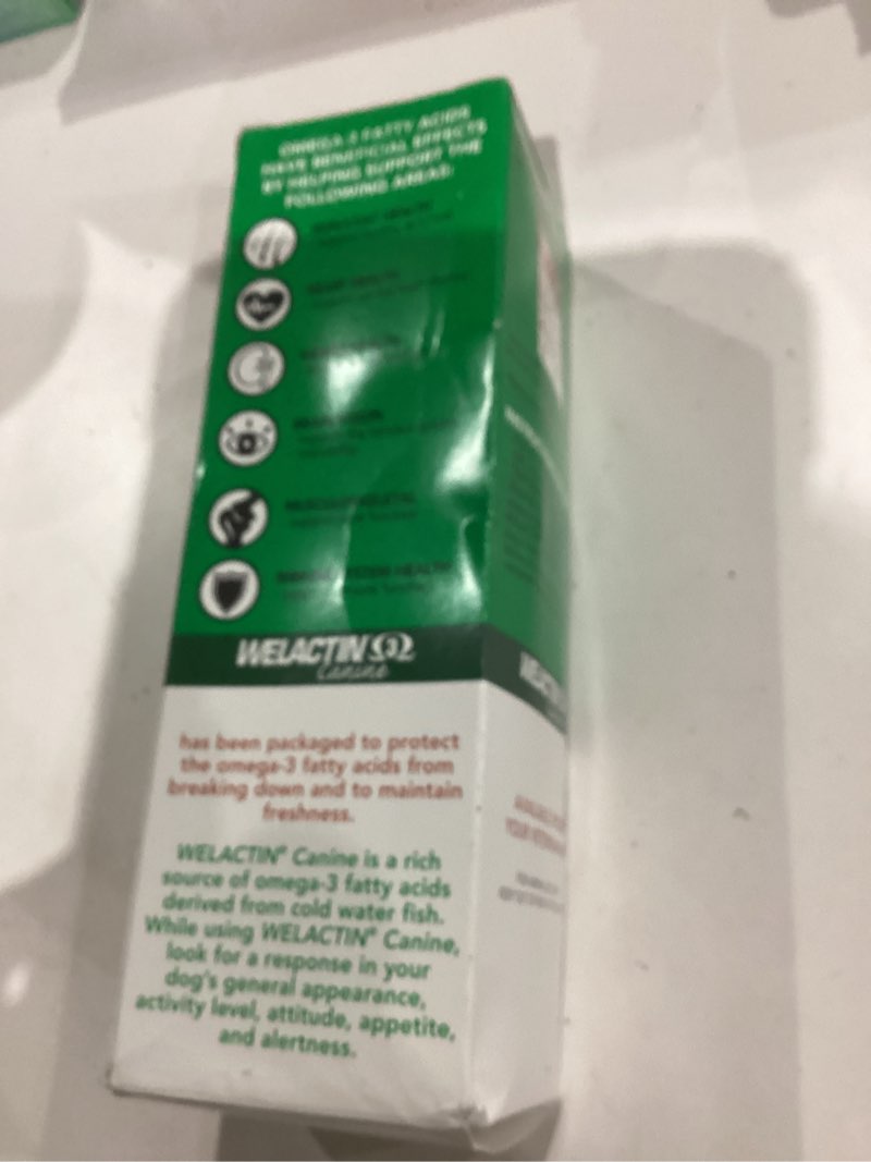 Condition photo showing New/Like New for Nutramax Welactin Omega 3 Fish Oil for Dogs, Skin and Coat Health Supplement, Plus Joint, Immune, Kidney, and Brain Support, Premium Omega 3 Fatty Acids, For Dogs, 16 Ounce Liquid