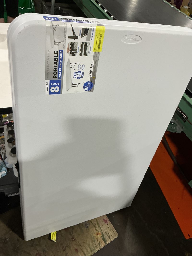 Condition photo showing Good Condition for wasuhe 8 foot folding table, fold in half heavy duty long large utility table with carry handle, perfect for party, dining, wedding, events, camping, white