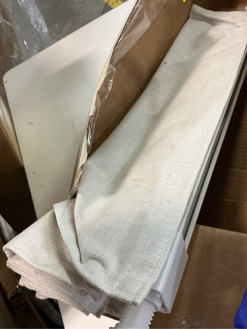Condition photo showing As Is for lazblinds no tools no drill cordless roman shades for windows, blackout thermal insulated uv blocking window blinds, room darkening fabric blinds for indoor windows, 21'' w x 48'' h, off white blackout - off white 21" w x 48" h