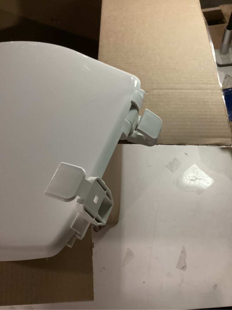 Condition photo showing As Is for (Minor damage)Little2Big Toilet Seat with Built-In Potty Training Seat, Slow Close, Durable Plastic, Made in USA, ROUND, White