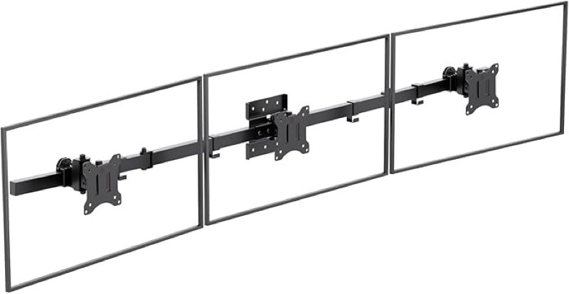 wali triple monitor wall mount for 17 to 32 inch, computer monitor arm for 3 screens, swivel tilt wall mount with mounting holes 75x75/100x100mm, per arm holds up to 15.4lbs (013arm), black