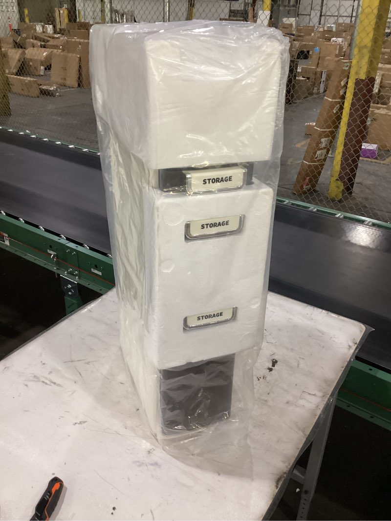 Condition photo showing New/Like New for 4-Tiers Slim Bathroom Storage Cabinet – Space-Saving Vertical Organizers and Storage with Adjustable Shelves, Freestanding Storages Unit for Bathroom, Kitchen, and Hallway, Easy Assembly