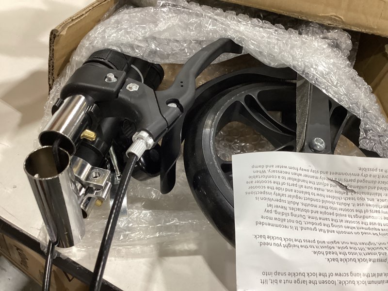 Condition photo showing Good Condition for scooters for kids 8-12, teens & adults - lightweight, foldable, 8-inch big wheels, hand brake & bell, 4 adjustable height levels, 240 lbs max load, perfect for school, campus and park rides black
