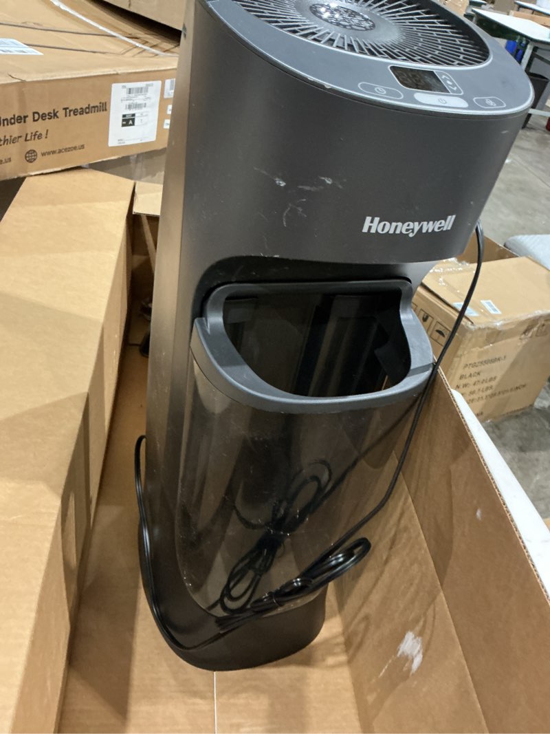 Condition photo showing As Is for honeywell top fill tower humidifier, digital humidistat, black – cool mist humidifiers for bedroom, home or office with space-saving tower design black humidifier